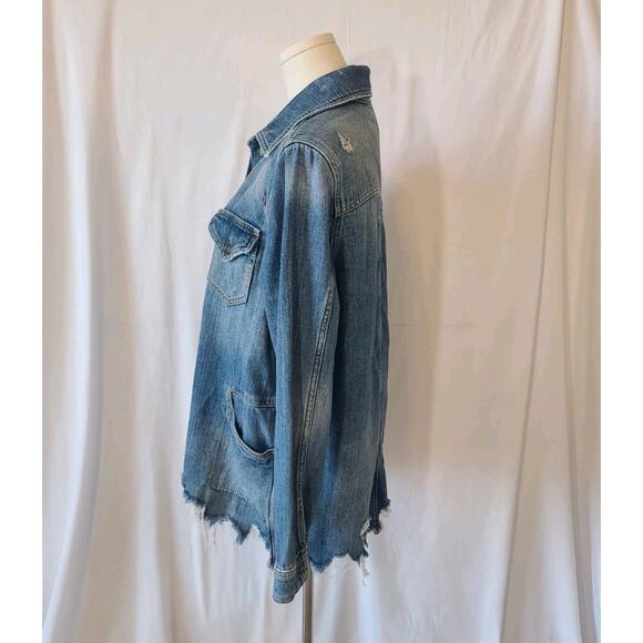 Free People Womens Moon Child Blue Denim Jean Jacket XS - Picture 5 of 7